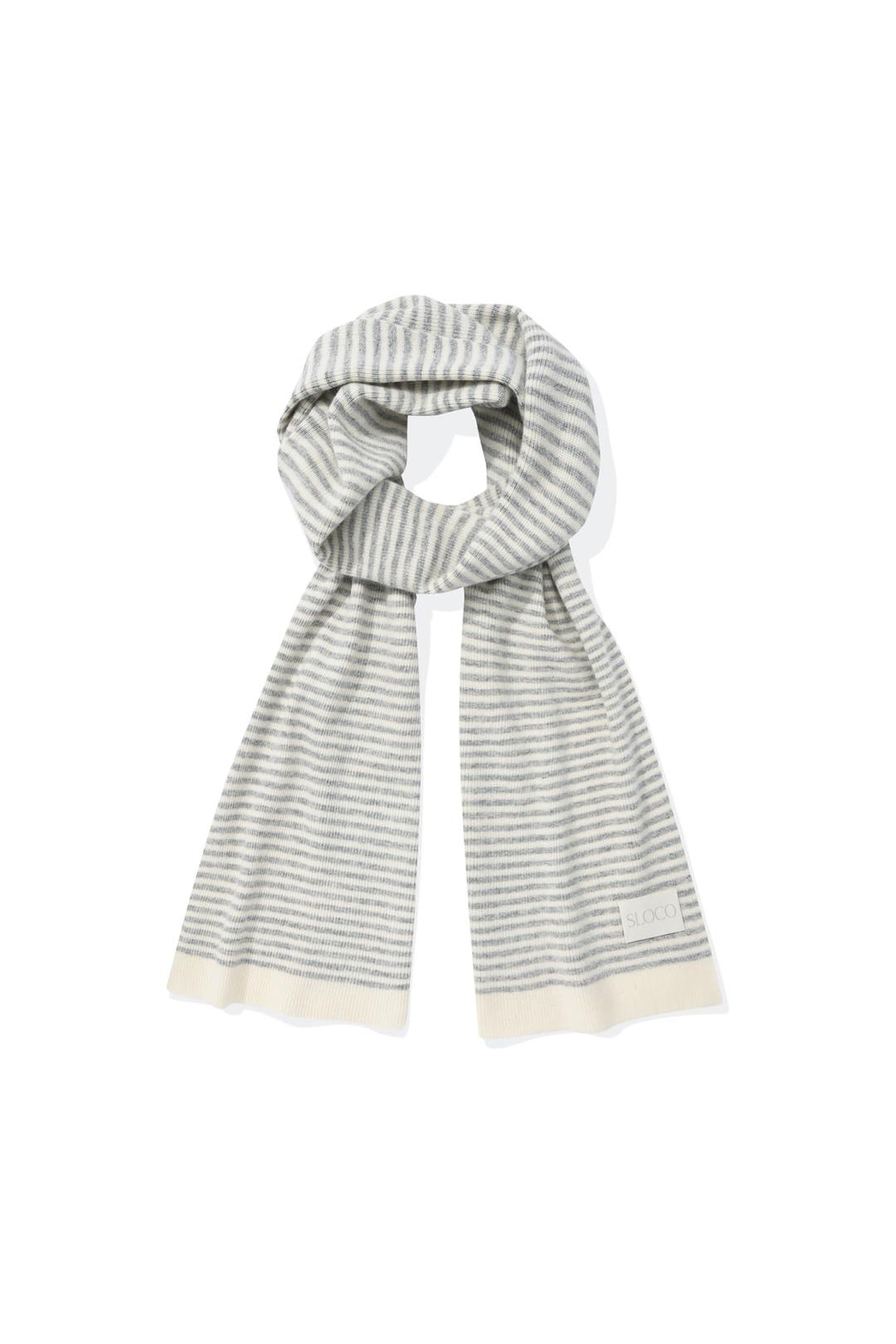 [SLOCO] Cashmere stripe knit muffler, grey
