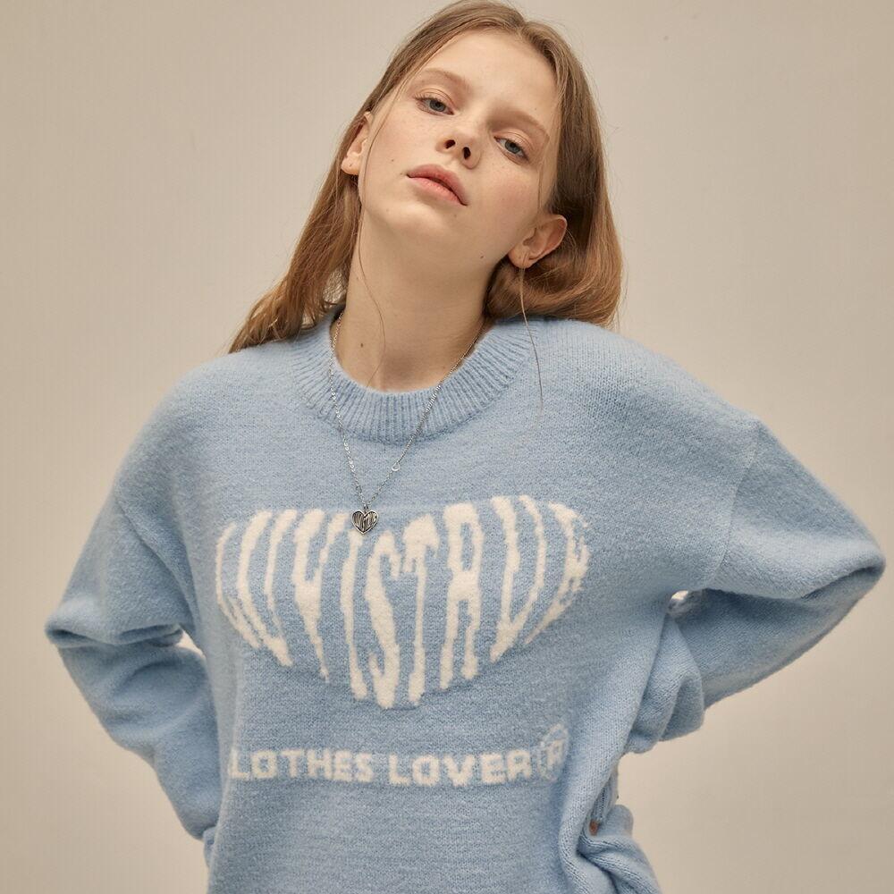 [모모랜드 낸시 착용]PO HEART KNIT(SKY BLUE)