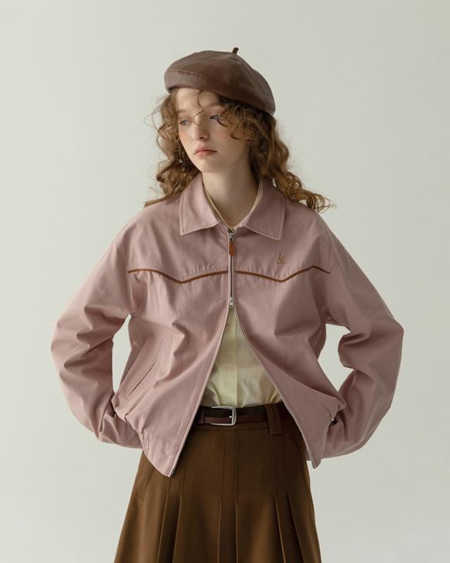 LLANO 레트로 블루종 집업자켓 (핑크)