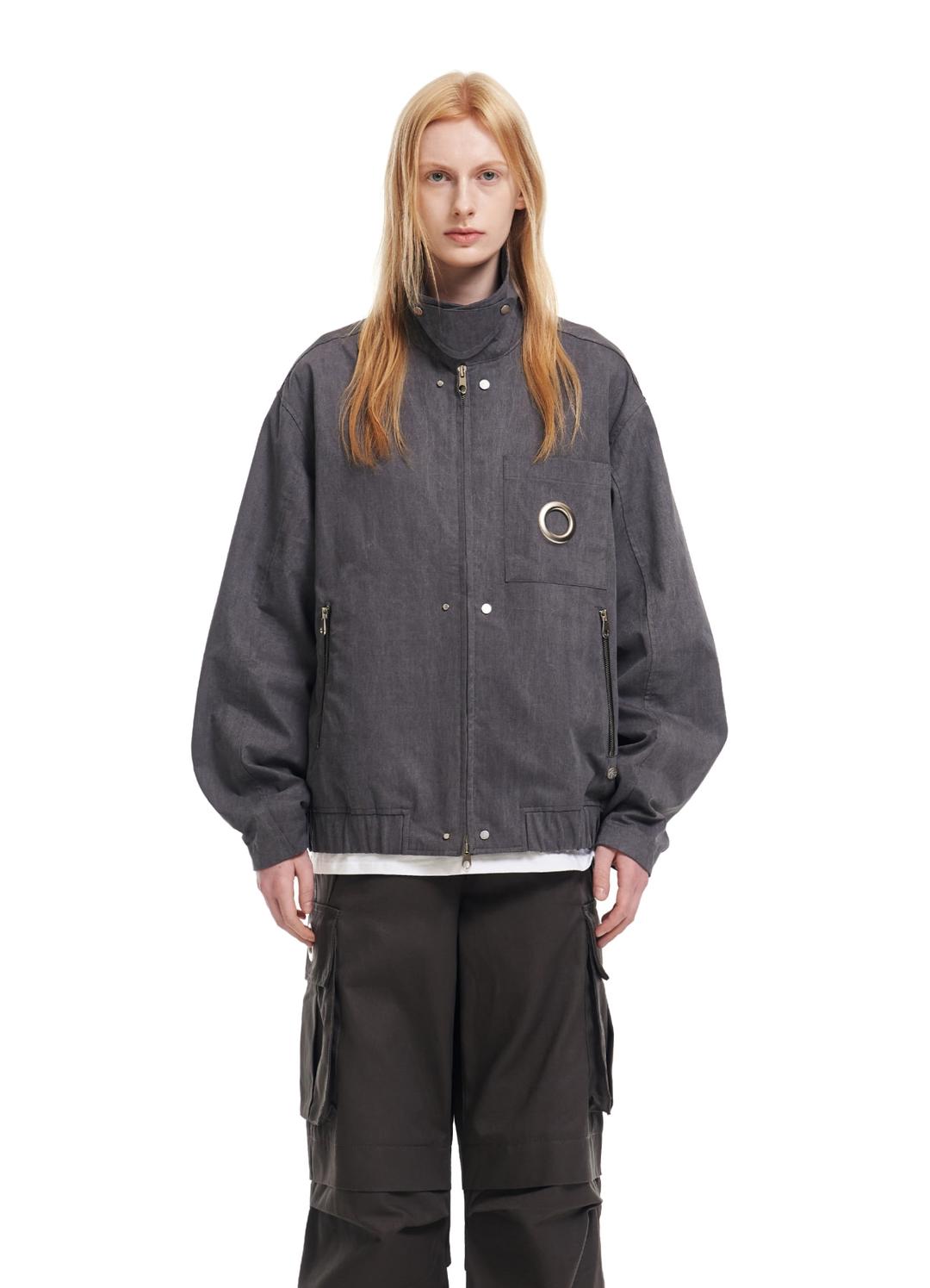 [10/25 예약발송]EYELET POCKET WORK JACKET CHARCOAL