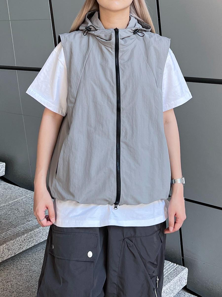 토우 절개 후드 베스트(2color)