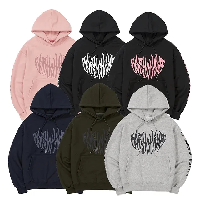 [6컬러] 하트 트라이벌 로고 후드 티셔츠 B24ST22 (기모)