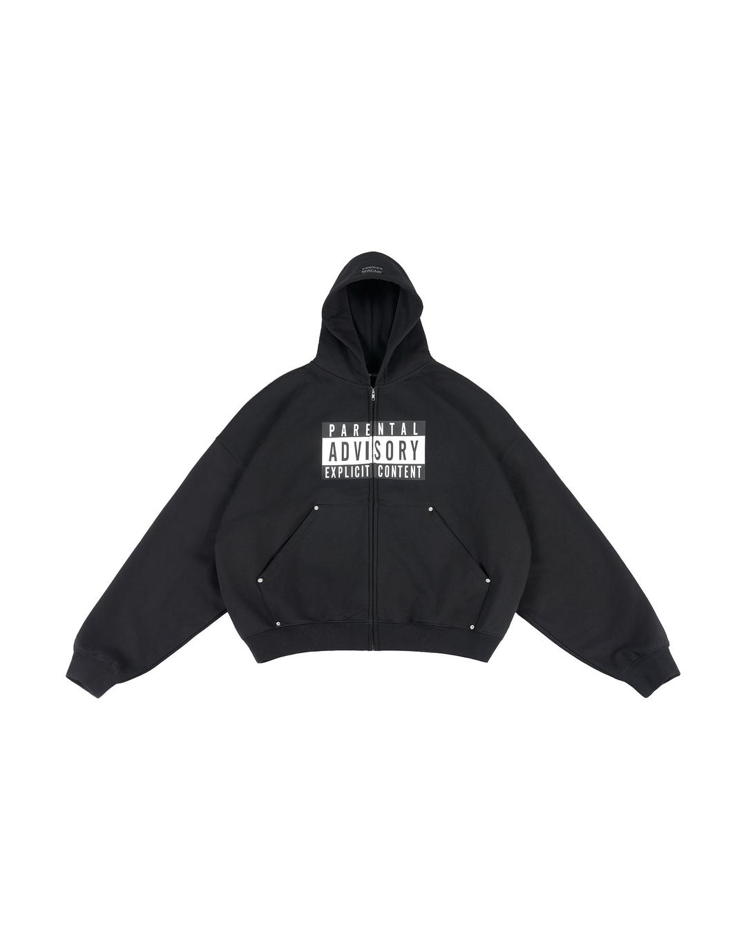 BLACK ZIP-UP HOODIE