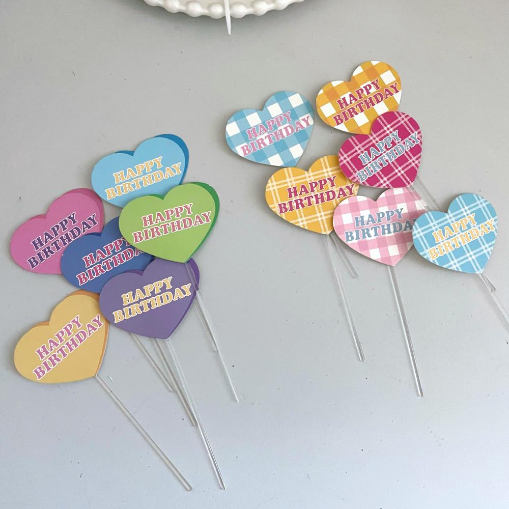티드 해피벌스데이 하트 생일토퍼 케이크장식 (6개 1set)