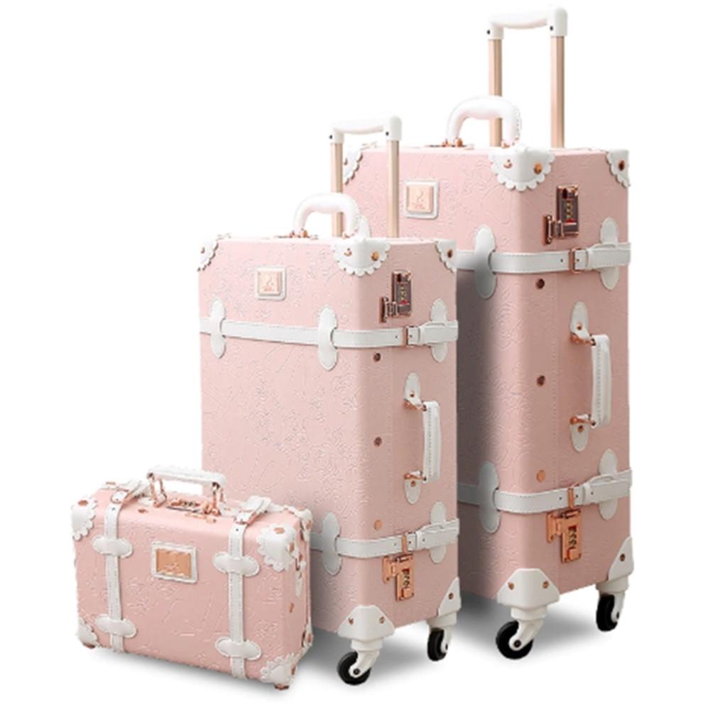 Uniwalker 빈티지 캐리어 세트 핑크 6075