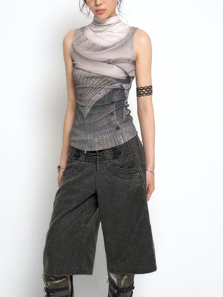 Flowers birds Market Unisex loose wide pants