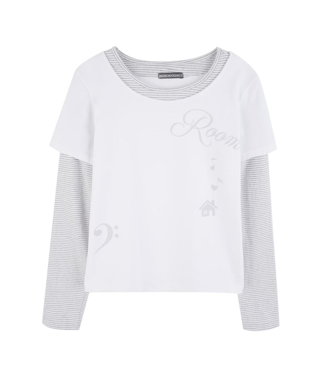 Room 스트라이프 레이어드 롱슬리브_화이트