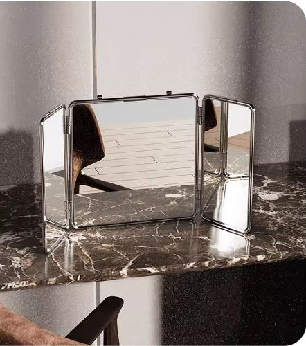 Metal trifold mirror