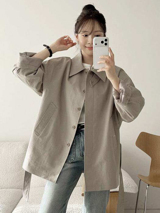 SIOT4184 벨티드 하프 트렌치 자켓_Greige