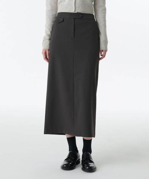 우먼즈 스트레이트 맥시 스커트 [건메탈]