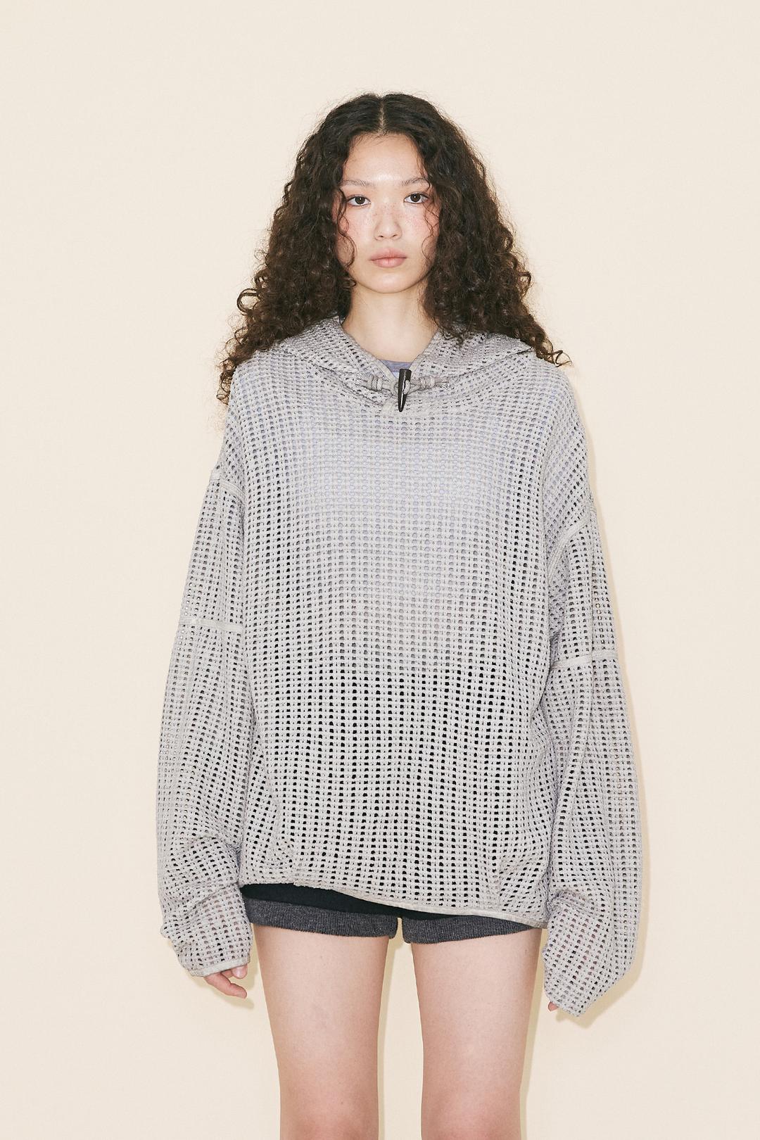 WASHING MESH HOODIE - GREY