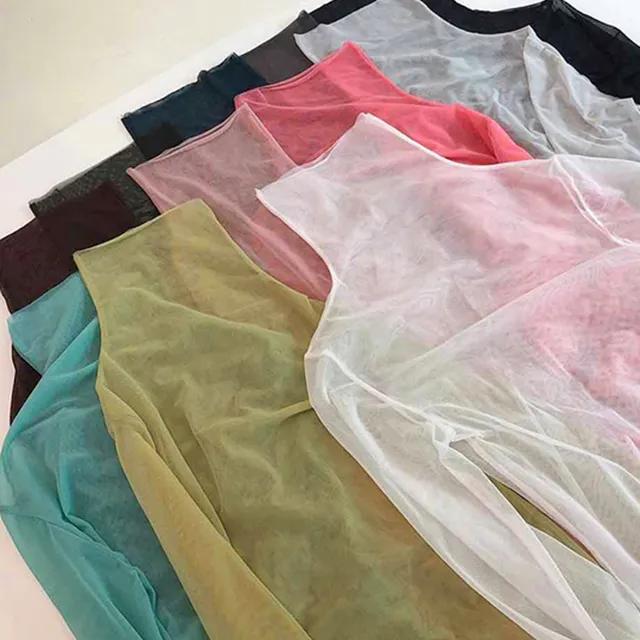 컬러 하이넥 메쉬 탑 (11color) - 망사 시스루 시어 폴라티 터틀넥 주름 셔링 슬리브 비비드컬러 레이어드 이너 슬림핏