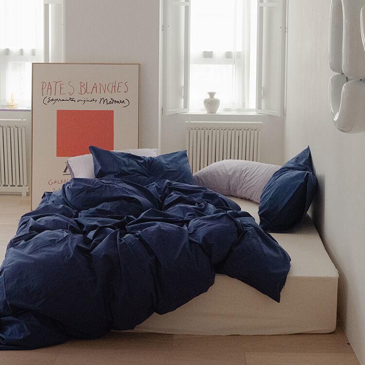 [gonhee] 80'S TOUCHED DUVET COVER SET_ Midnight blue