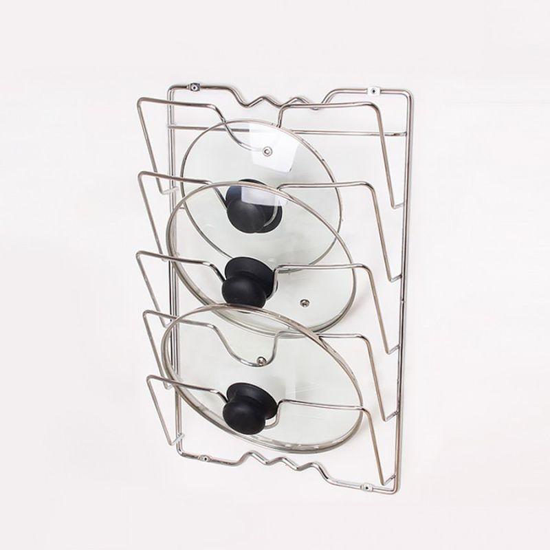 냄비뚜껑 5칸 와이어 벽걸이형 스틸 거치대