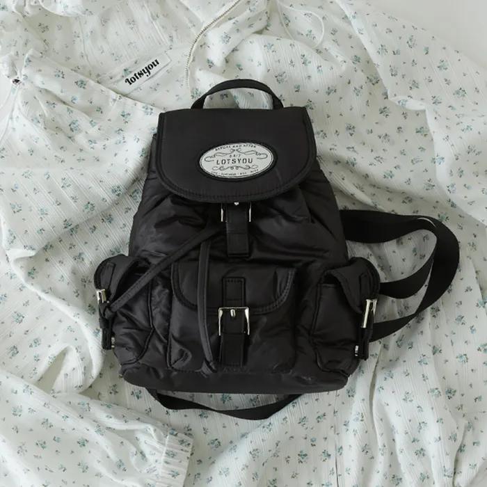 lotsyou_Nostalgia chubby Backpack Black