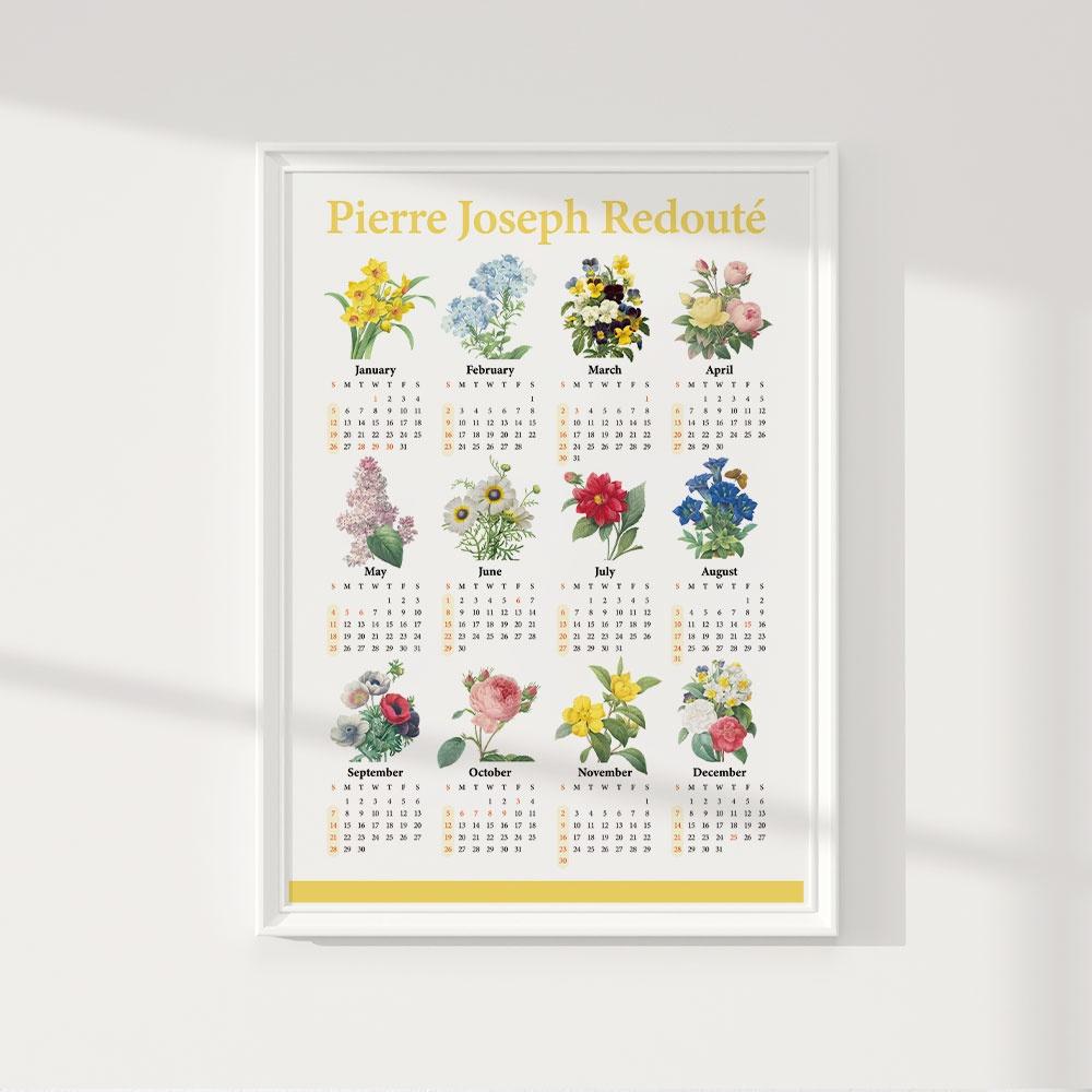 2025 Flower 조셉 한장 종이포스터 캘린더 달력
