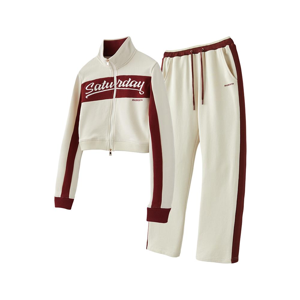 [SET] (W) 우먼즈 트랙 져지 크롭 자켓 셋업_아이보리