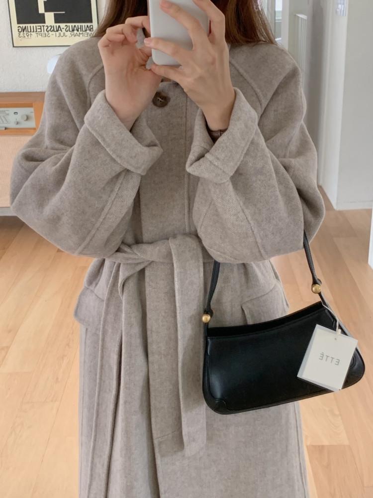 [아이메르]일부당일/울100 런던싱글 핸드메이드코트겨울 싱글버튼 헤링본 이중직 벨트코트