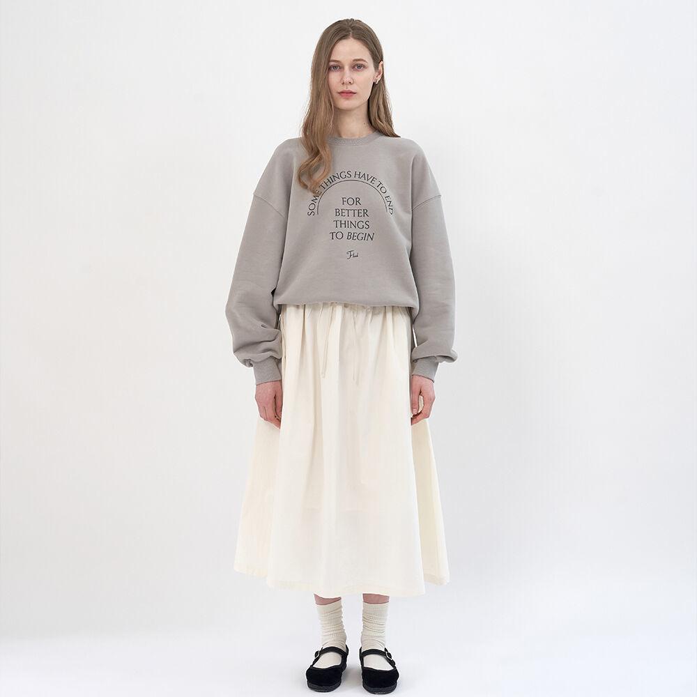 Drawstring Flared Skirt (Cream)