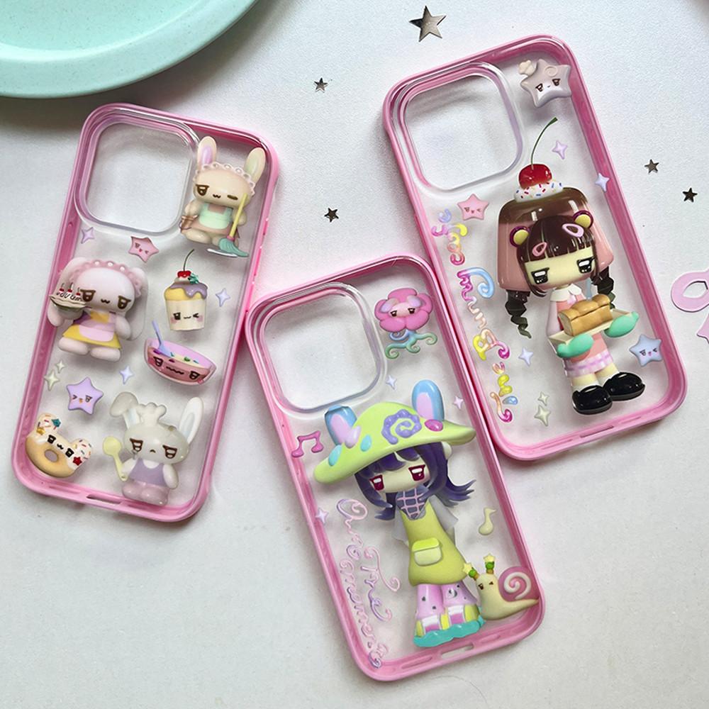 엔젤넘버 고전 게임 감성 3D 캐릭터 핑크 프레임 아이폰 범퍼케이스 3type
