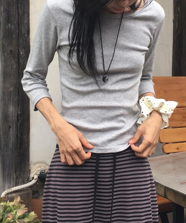 데일리쥬 [무료배송] 레비 베이직 코튼 라운드넥 7부 티셔츠