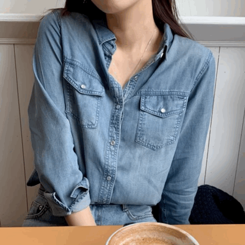 모어나인 데님셔츠 청남방셔츠 청청코디 청청 가을데님 청남방