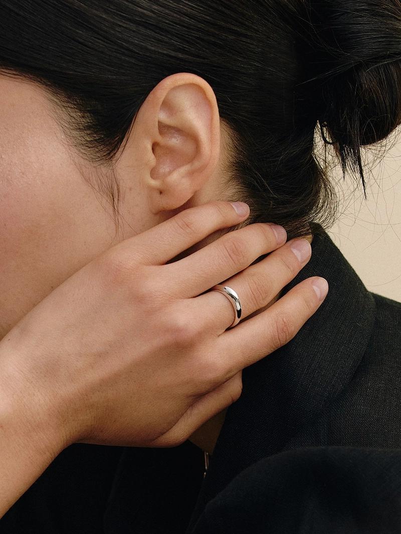 HYERES-LOR - 샴페인문 실버(W) 청키 반지 S HL2R84004S9