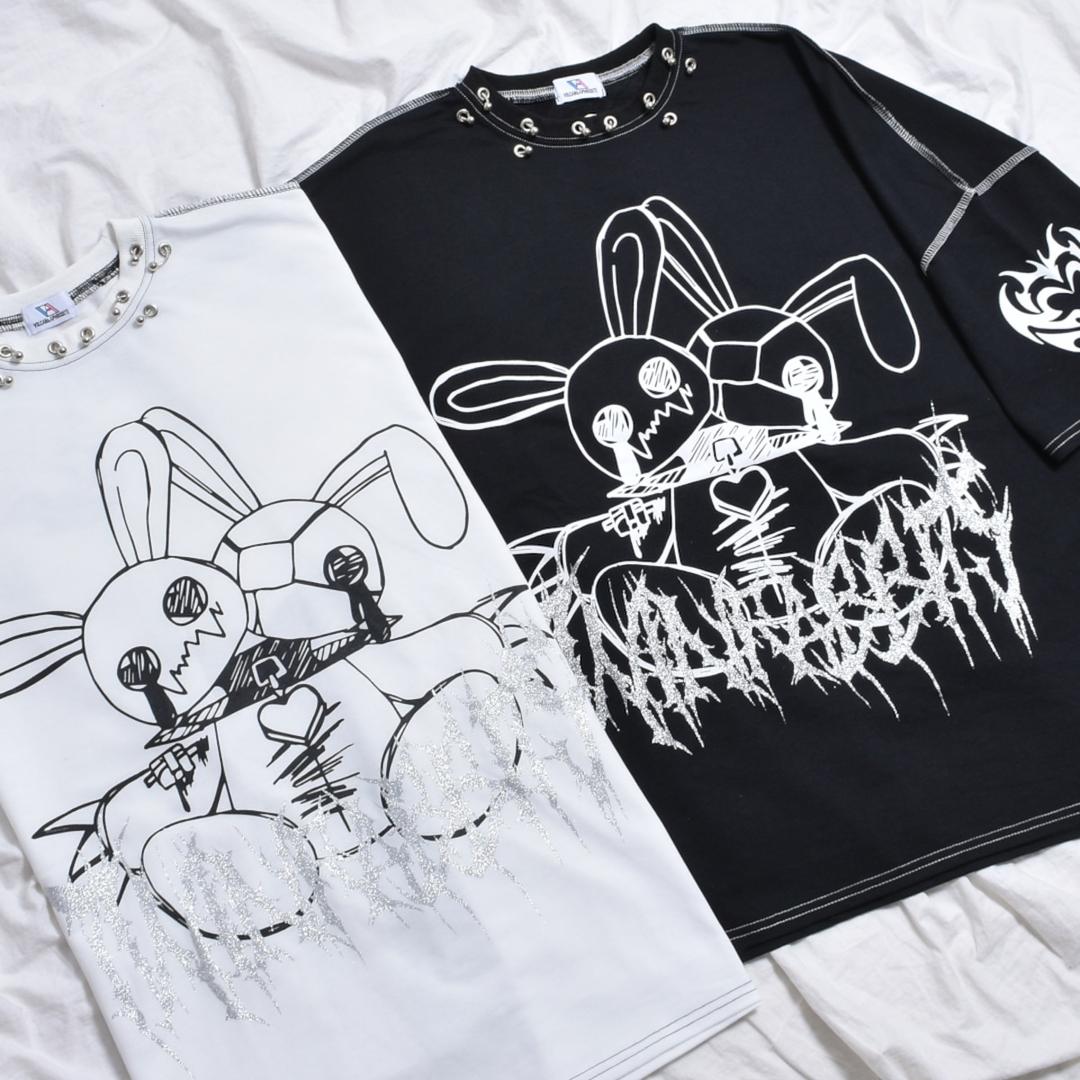 【BLACK残りワズカ！】新作★WウサピアスステッチTシャツ | VOLCAN&APHRODITE