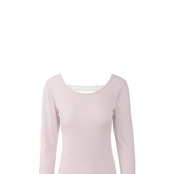 Lace strap round T-shirt (PINK)