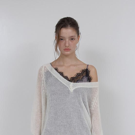 SHEER MOHAIR V-NECK KNIT (IVORY) (3월 13일 예약배송)