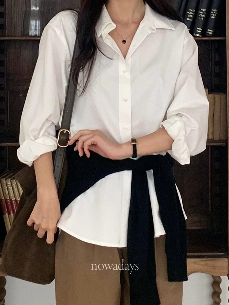 아,브 당일 / 베르가못 피치 셔츠 코튼 긴팔 카라 데일리 베이직 남방 (2col)