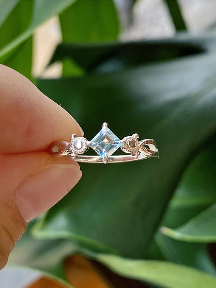 925silver 모홀리 마름모 실버반지_문스톤, 블루토파즈, 가넷