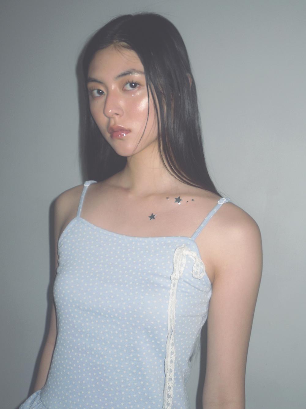 Stary Night Frill Sleeveless Skyblue