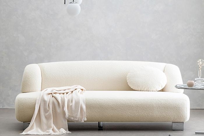 미뇽 양털 부클레 패브릭 3인 소파 (미뇽R)