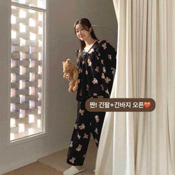 [MINA MADE] 55,66,77,88까지가능!  우먼 긴팔+긴바지 나염 파자마 잠옷세트