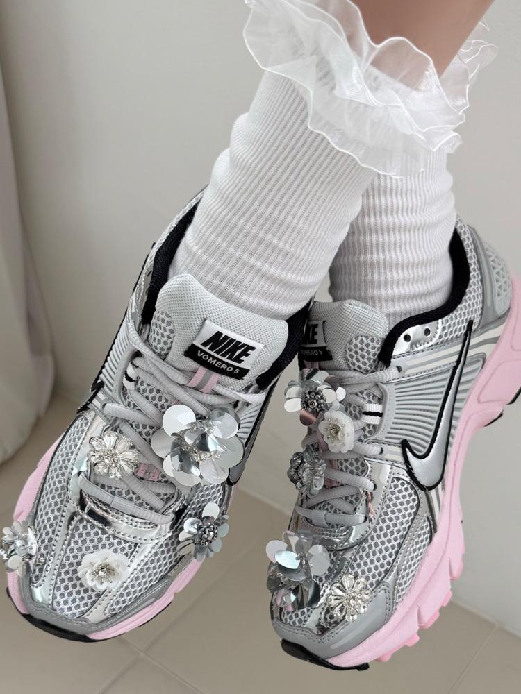 [SET] silver beads flower shoe charm 5piece 슈참, 지비츠, 옷핀