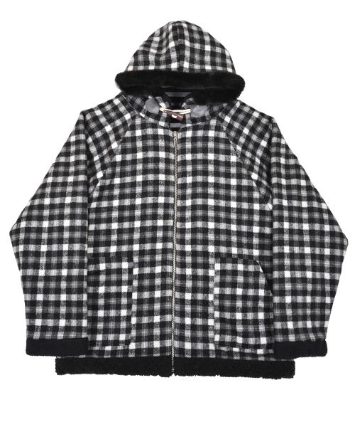 레글런 후드점퍼 블랙체크 ONE SIZE