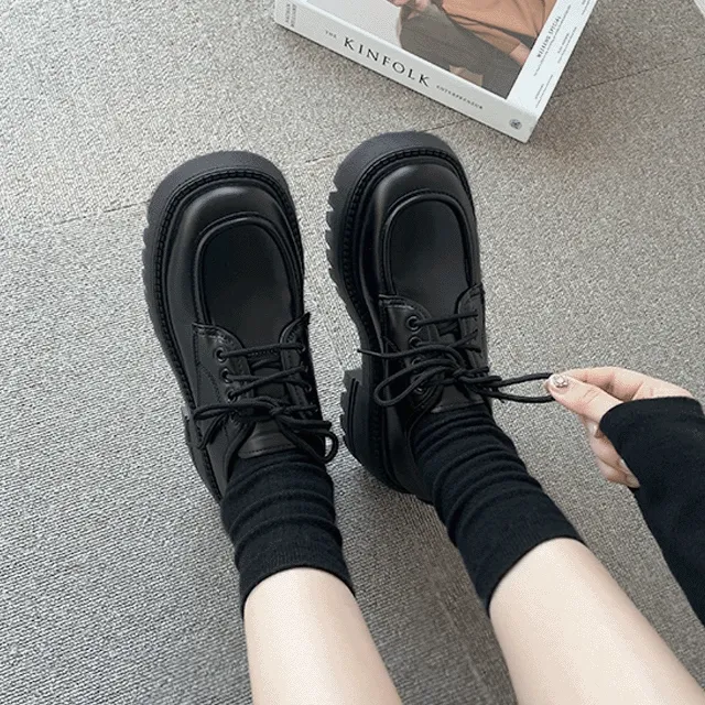 [당일배송🚀6cm]유니크 통굽키높이 청키단화 로퍼 워커 [빈티지룩 Y2K 긱시크 키작녀 레그워머블랙코디 뮬  학생 운동화 교복 졸업사진신발 가을겨울옷 데이트 수학여행]128