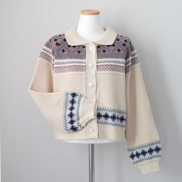 (당일발송/고퀄리티) 봄 간절기 카라 와플 에스닉 루즈핏 퍼프 가디건 2color