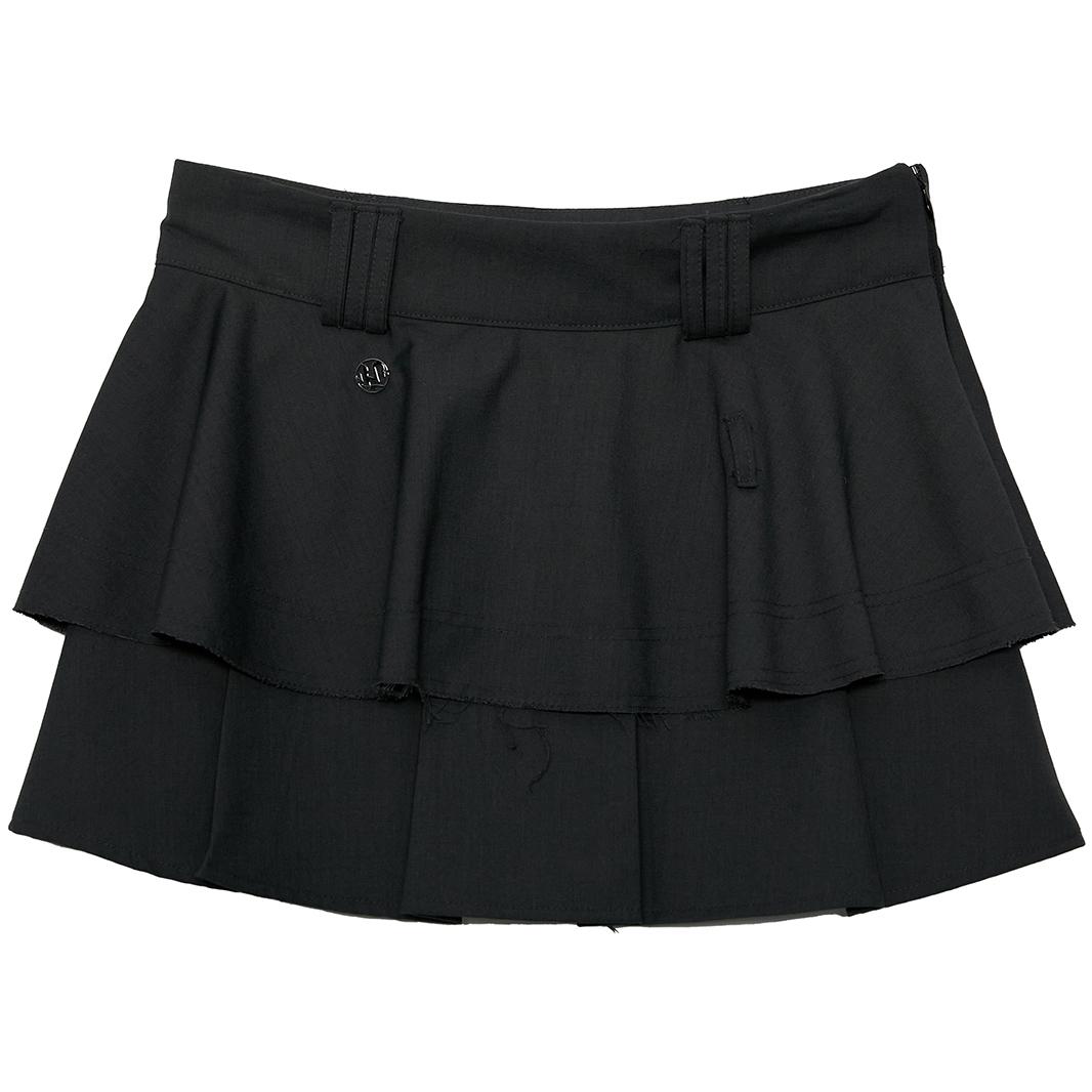 Layered Pleats Skirt (FL-242_Black)