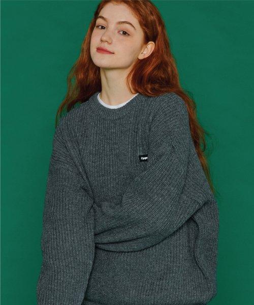 램스울 와플 와펜 니트 챠콜