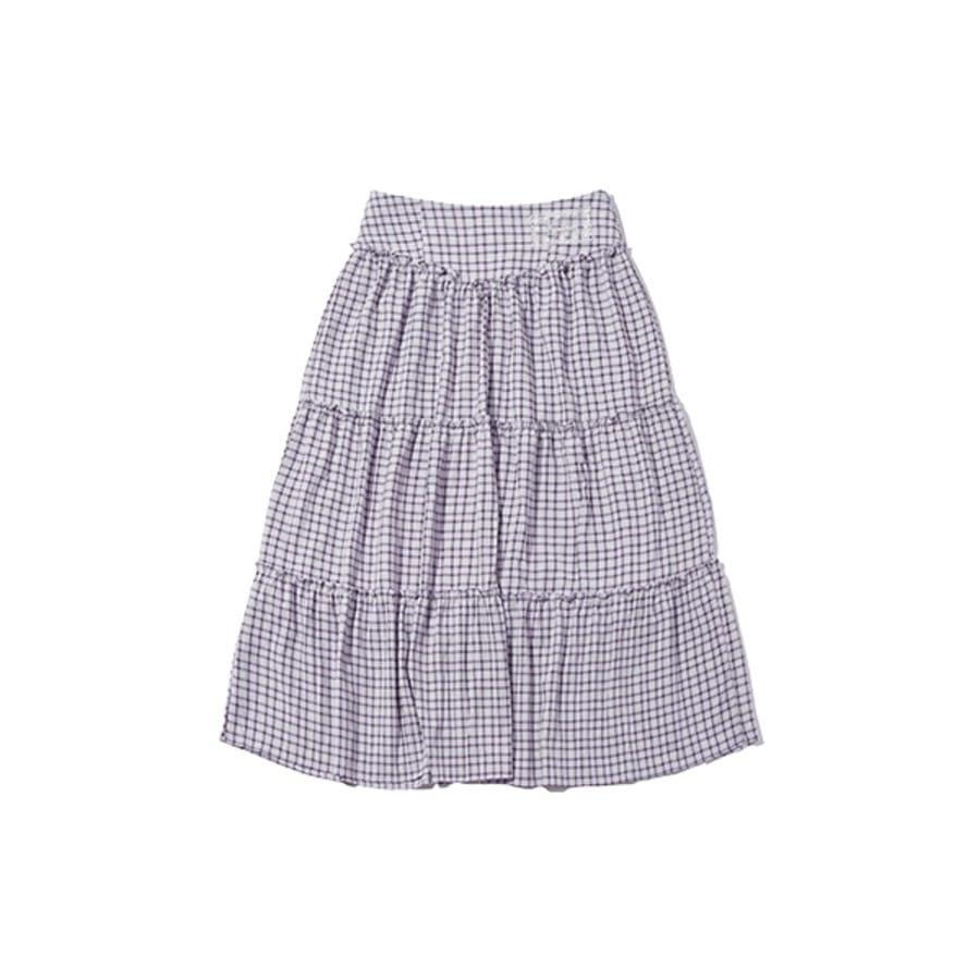Check Shirring Cancan Skirt (lavender)