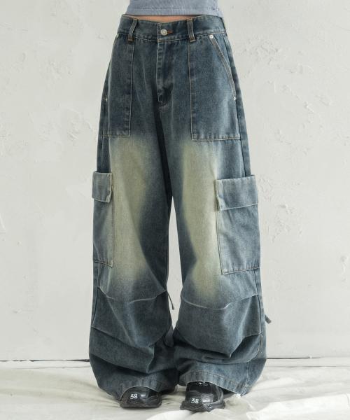 Accent Back String Pants BLUE