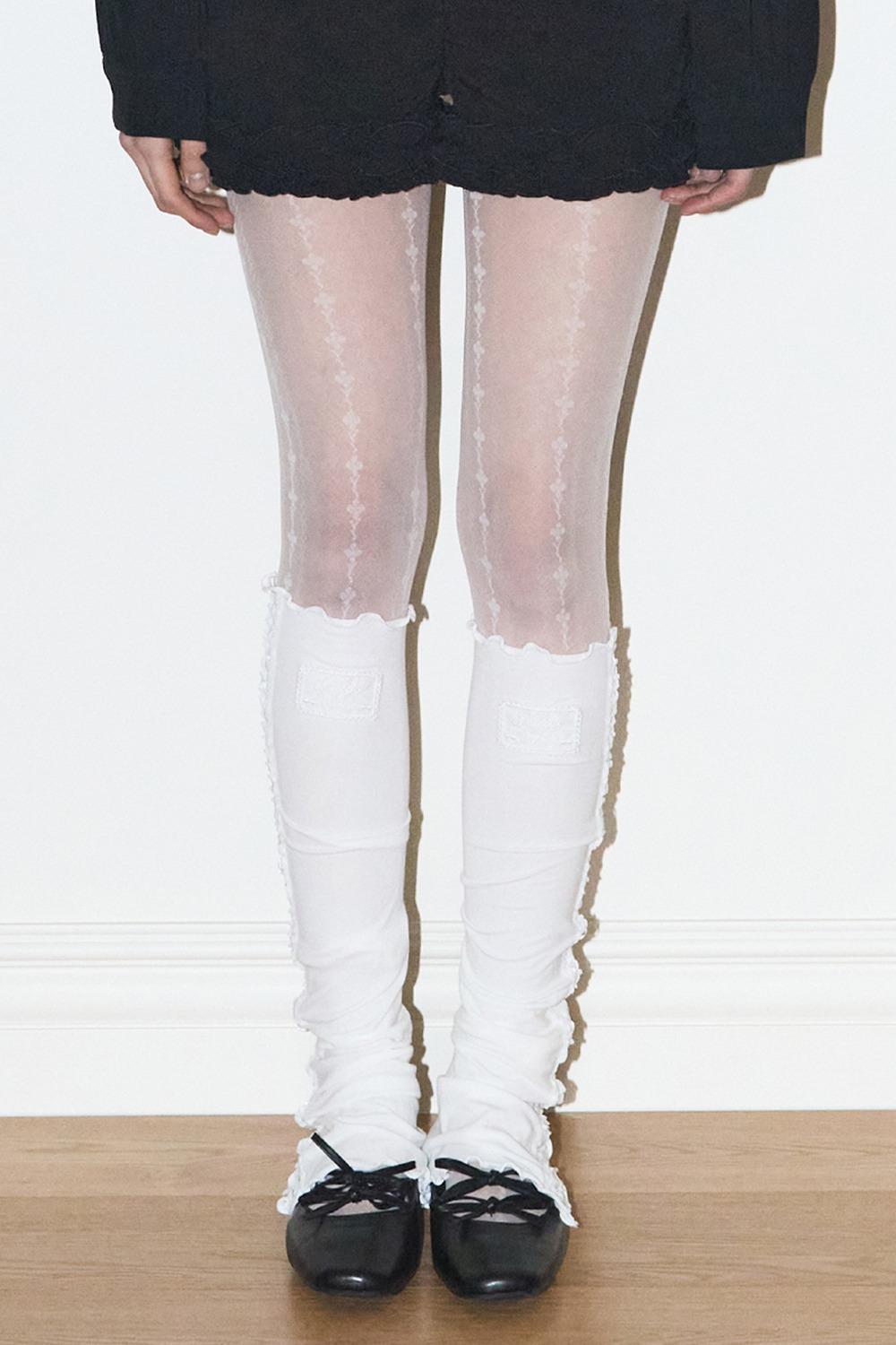 프릴 트임 레그워머 화이트