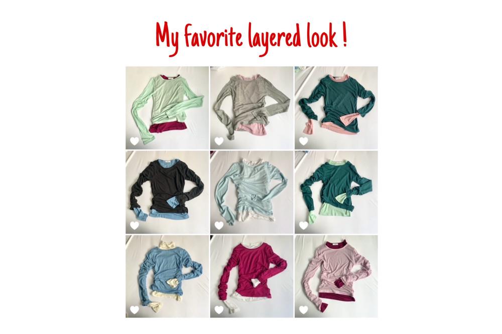 컬러 레이어드긴팔티 시스루티셔츠