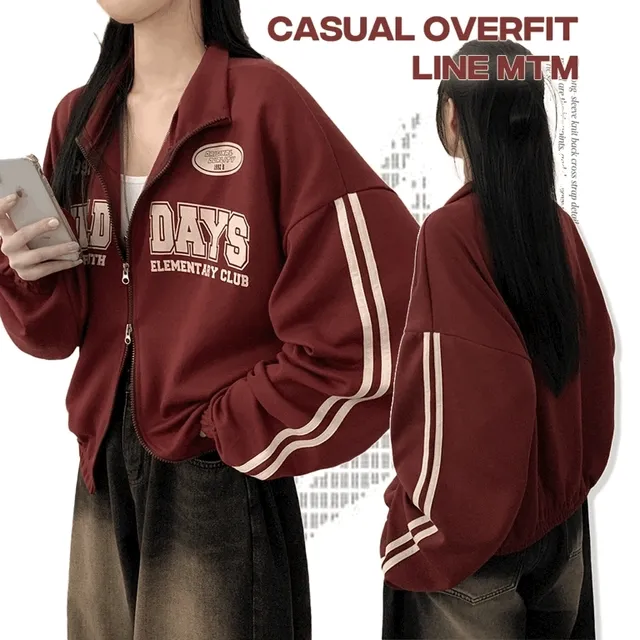 [왕오버핏/간절기필수!] 두줄 배색 트레이닝 트랙집업 점퍼 캠퍼스룩 개강룩 빅사이즈