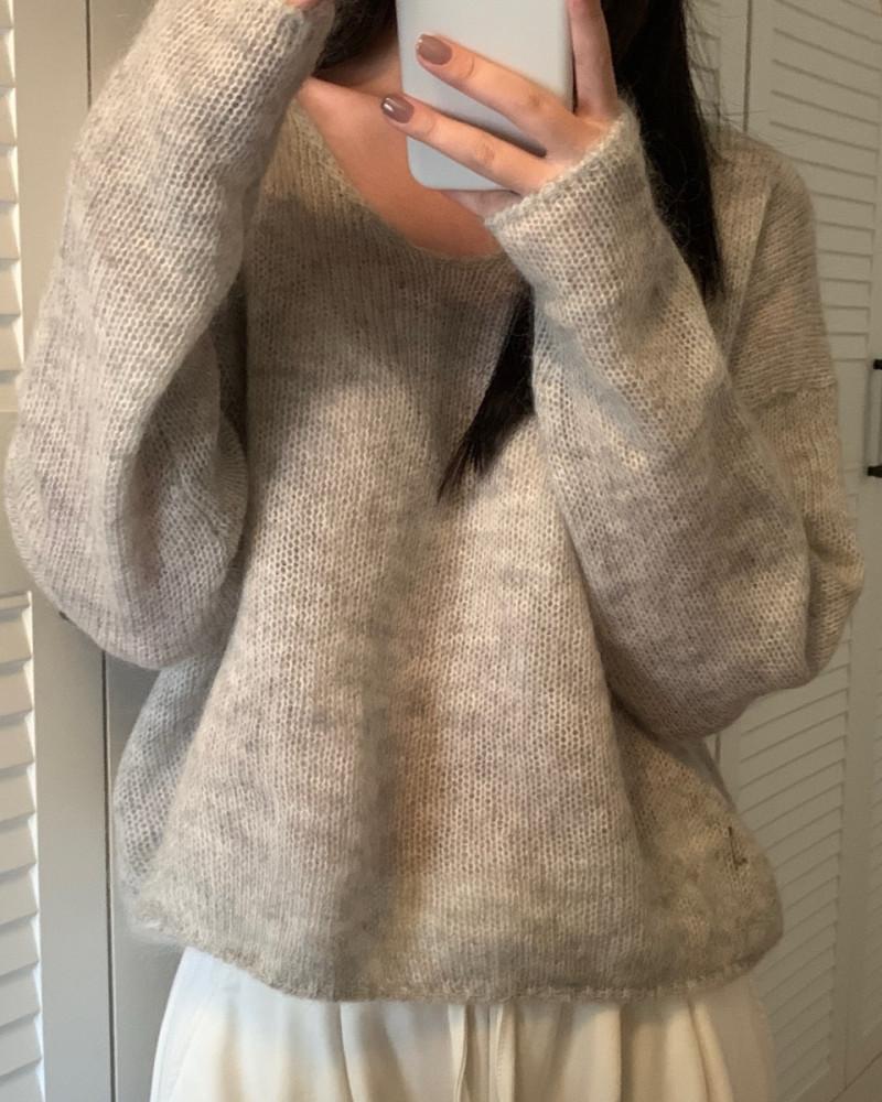 [프리마인] 핀터 모헤어 브이넥 루즈핏 니트 3color