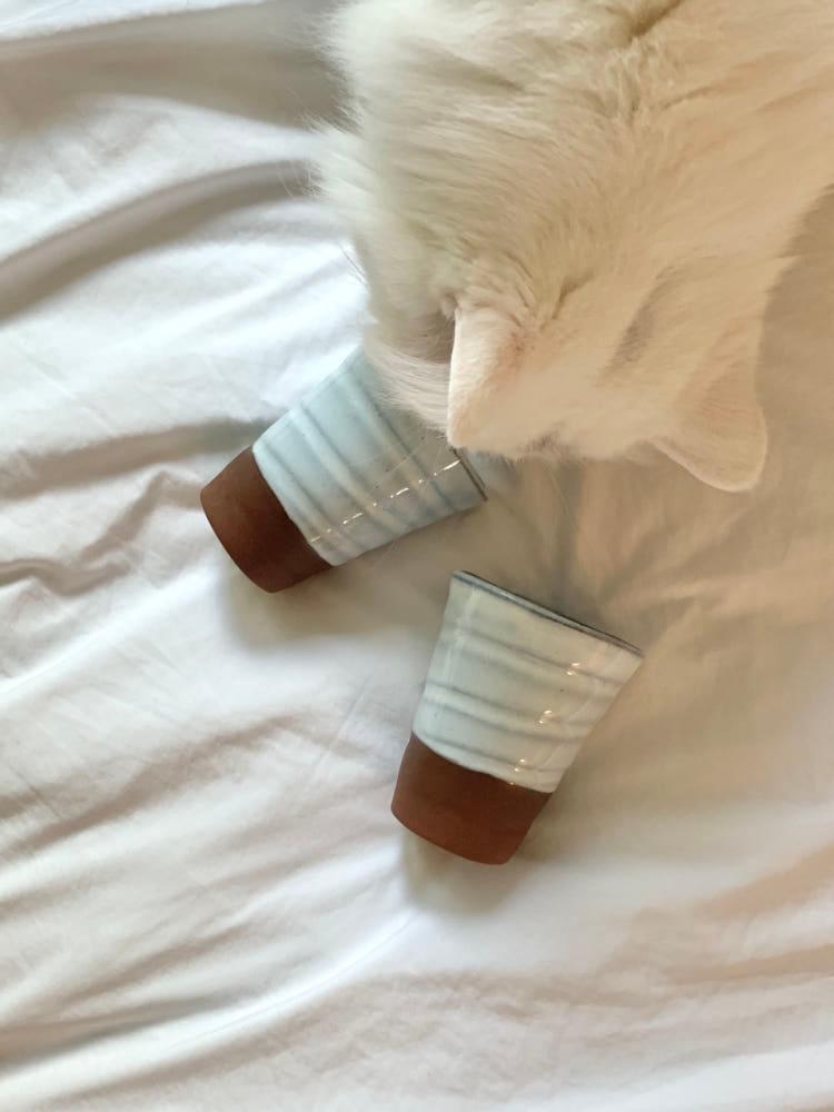 soft blue brown glass / 도자기 찻잔 물컵 잔 홈카페