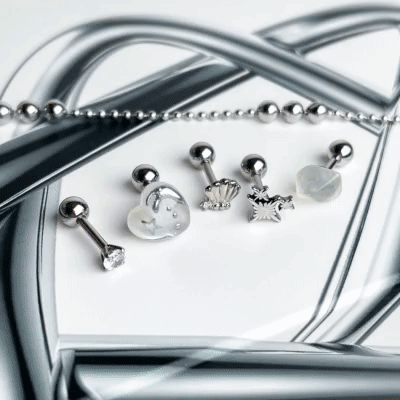 당일발송☀︎하트 조약돌 피어싱세트 (5pcs)