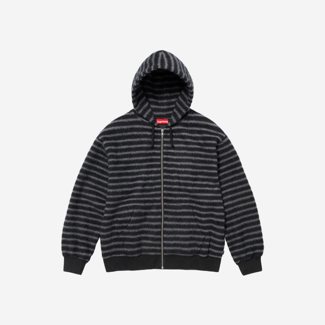 Supreme Brushed Zip Up Hooded Sweatshirt Black - 23FW
